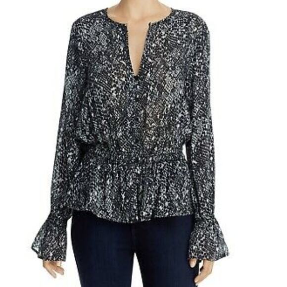 Bella Dahl Tops - BELLA DAHL Animal Print Peplum Blouse XS